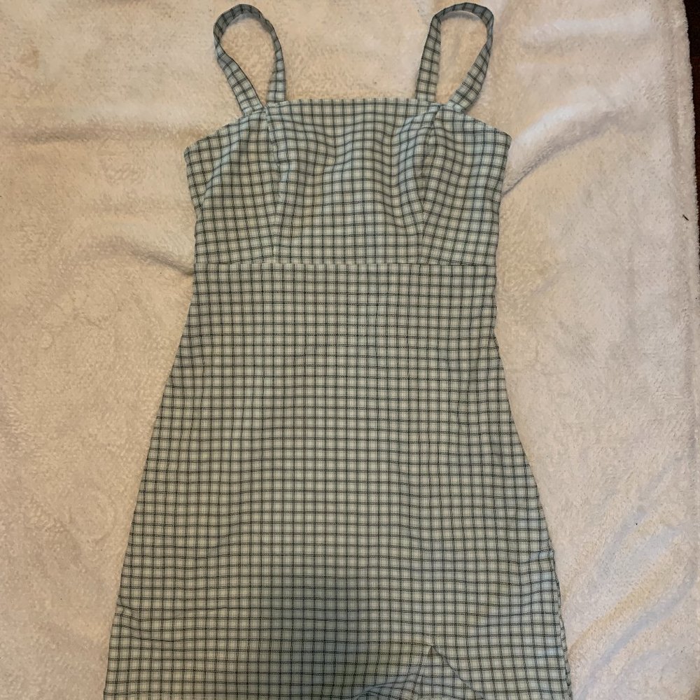 Mint Green Plaid Mini Dress, Hollister, Size Small